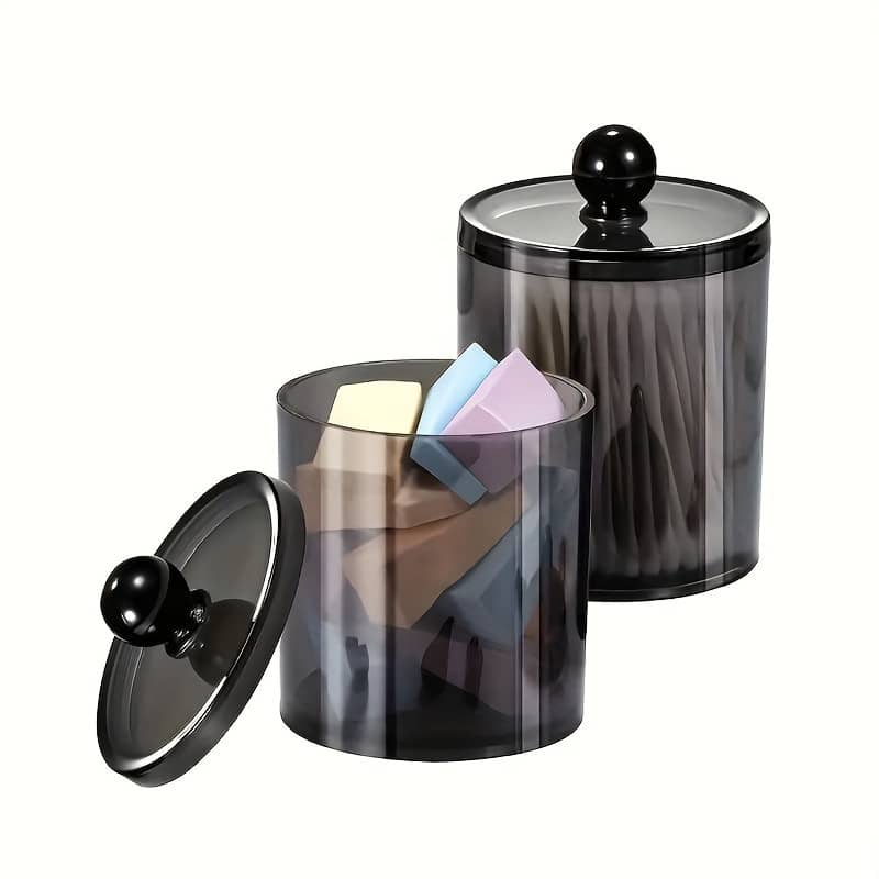 Set Of 2 Black Swab Containers For The Bathroom – -saving Organizer For Swabs And Pads, Your Vanity Countertop, Storage Bins For Home Organization Bath Shop Online at Dubai Trades 2
