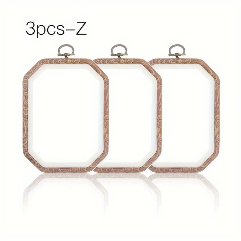 Set Of 3 Light Brown Wood Embroidery Hoops With Rectangular Frame For Diy Stitch And Needlework Crafts Embroidery Kit Arts, Crafts & Sewing Shop Online at Dubai Trades 2