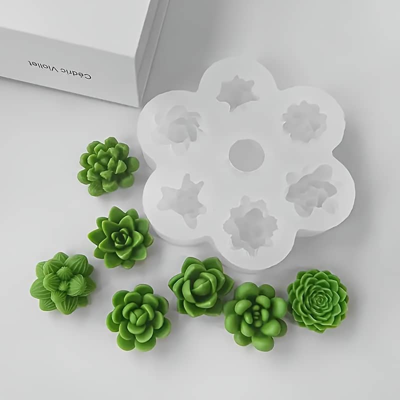 Silicone Cactus Mold For Candle Making, 7-cavity Succulent Aromatherapy Wax Mold, Handmade, , Reusable Crafting Tool, White Arts, Crafts & Sewing Shop Online at Dubai Trades 2