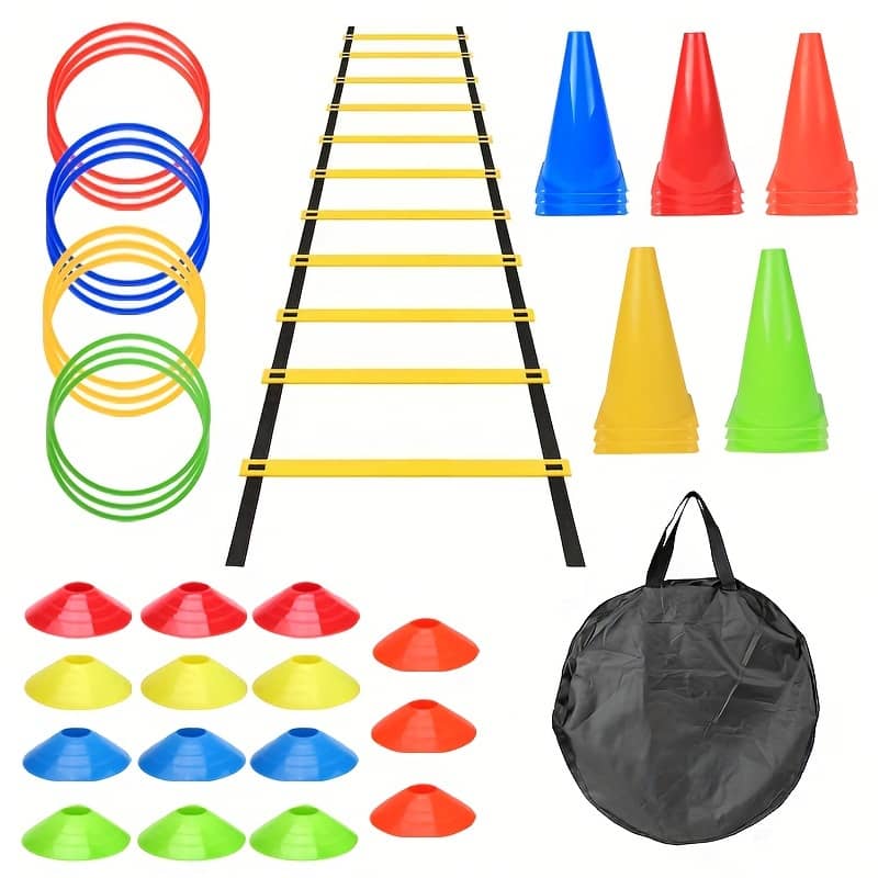Soccer Training Kit With Cones, Markers & Storage Bag – Pe Material For Outdoor Sports Agility Ladders Shop Online at Dubai Trades 2