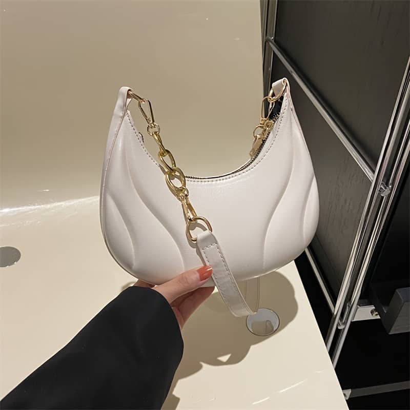 Solid Color Crescent Shoulder Bag, Minimalist Trendy Underarm Zipper Purse For Women Clothing, Shoes & Jewelry Shop Online at Dubai Trades 2