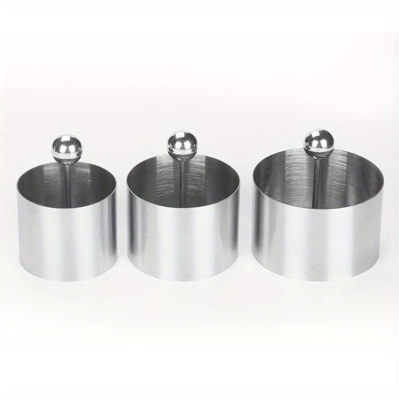 Stainless Steel Cake Rings Set With Pusher, 3 Sizes Onigiri Sushi Molds, Pastry And Food Presentation Rings For Tuna Tartare And Desserts Bakeware Shop Online at Dubai Trades 2