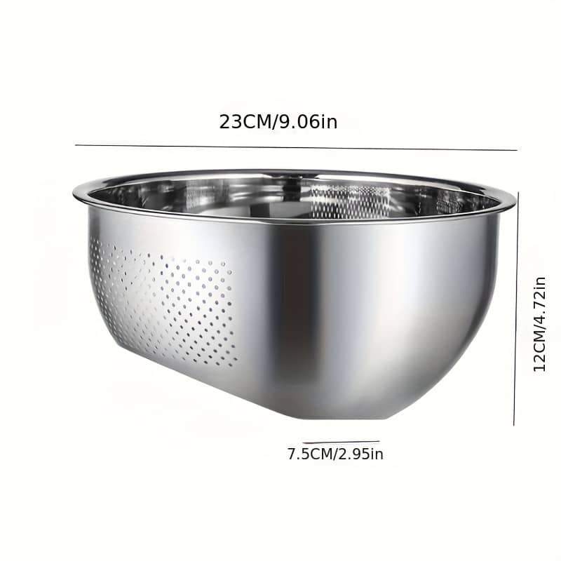Stainless Steel Colander Strainer Mesh – Slant Bottom Draining Bowl For Rice, Vegetables, Fruits, Beans, And Pasta Washing, Kitchen Colander Drain Design, Food-safe Material Colanders Shop Online at Dubai Trades 2