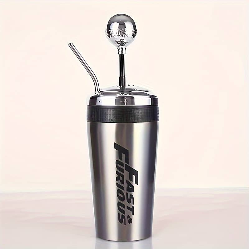 Stainless Steel Insulated Bottle – 17oz Bpa-free Car Gear Shift Design With Straw For Hydration And Style Dining & Entertaining Shop Online at Dubai Trades 2