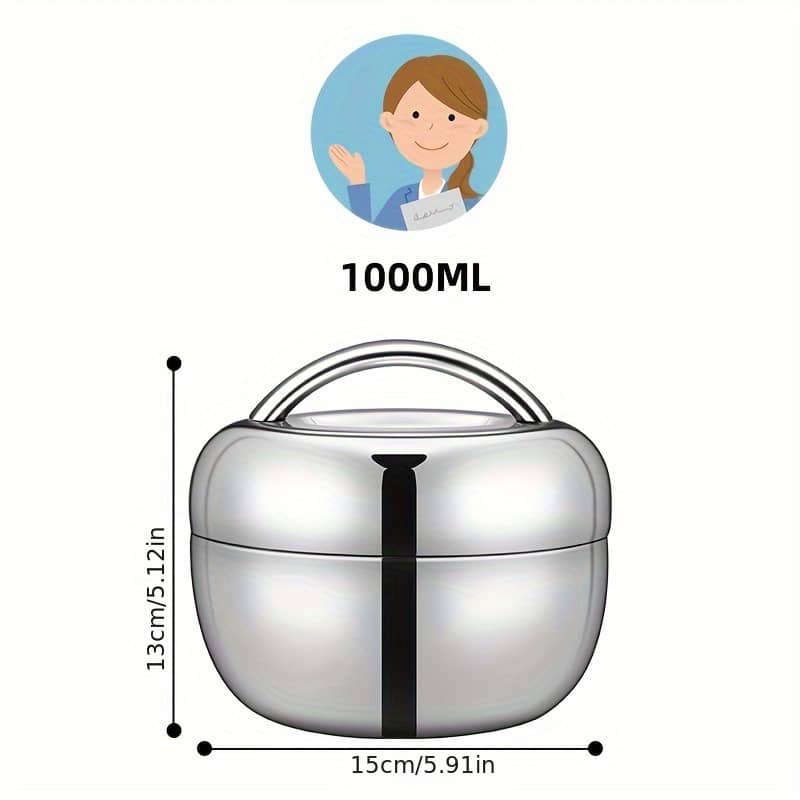 Stainless Steel Insulated Lunch Box – Double-layer, Leakproof Bento Box For Office Workers & Students, Microwave Safe, Reusable Food Container, Round Shape Home & Kitchen Shop Online at Dubai Trades 2