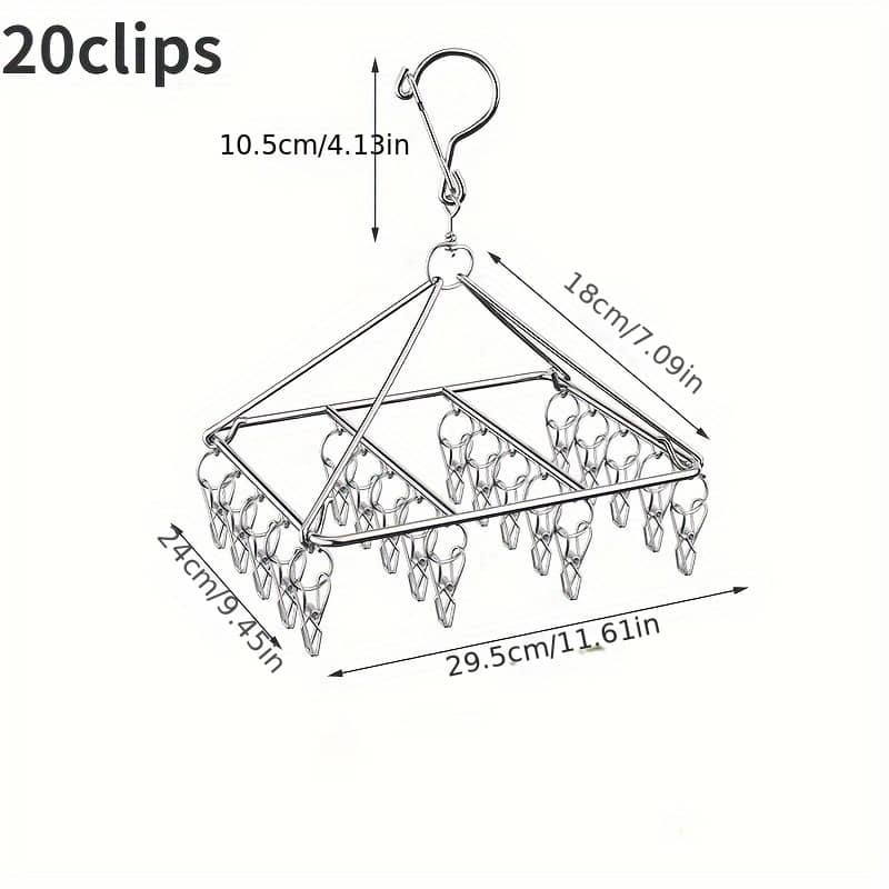 Stainless Steel Sock Drying Rack With 30 Clips – Windproof Laundry Hanging Organizer – Space Saving Clothes Hanger For Bedroom, Bathroom, Closet, Home, Dormitory Drying Racks Shop Online at Dubai Trades 2
