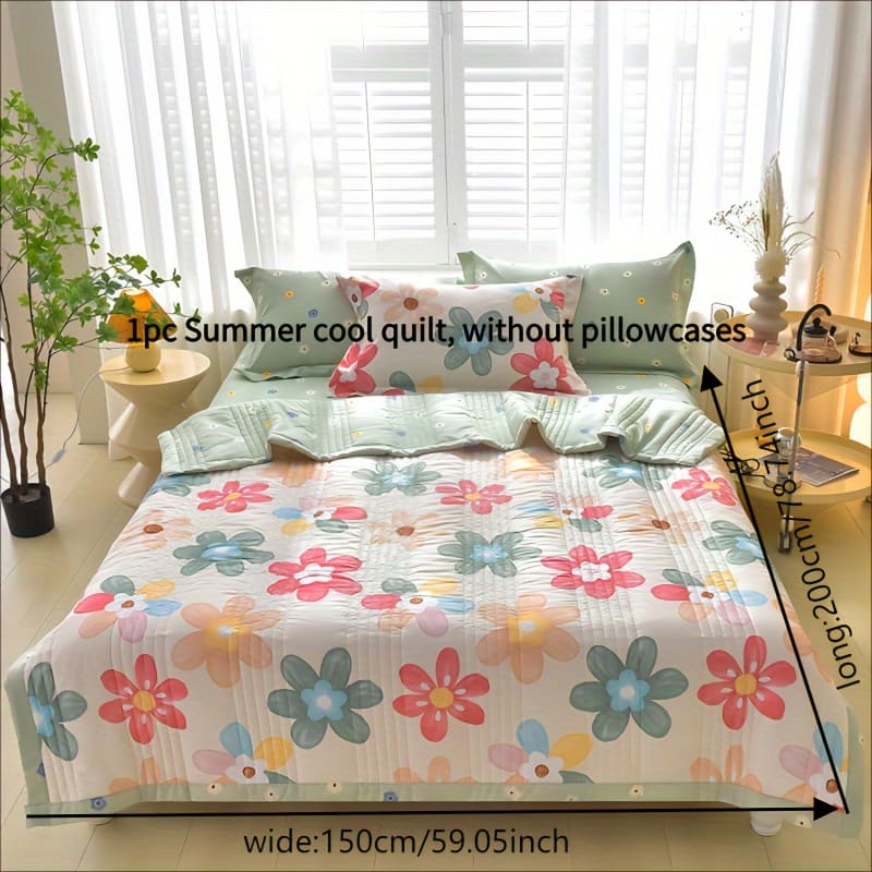 Summer Cooling Quilt – Lightweight, Breathable & Skin-friendly With Embossed Floral For – Bedroom, & Sofa Use Bedding Shop Online at Dubai Trades 2