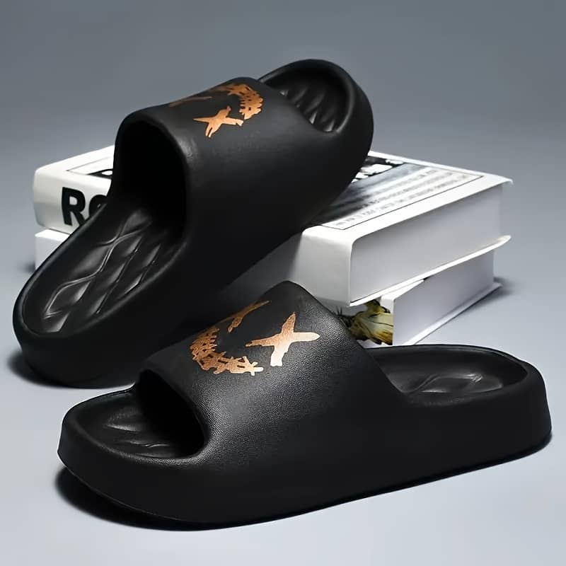 Summer Eva Slides – Sleek Black Indoor & Outdoor Slippers With Textured Diamond Pattern, Comfortable Non-slip Soft Sole For Beach, Shower, And Casual Wear, Summer Slippers Clothing, Shoes & Jewelry Shop Online at Dubai Trades 2