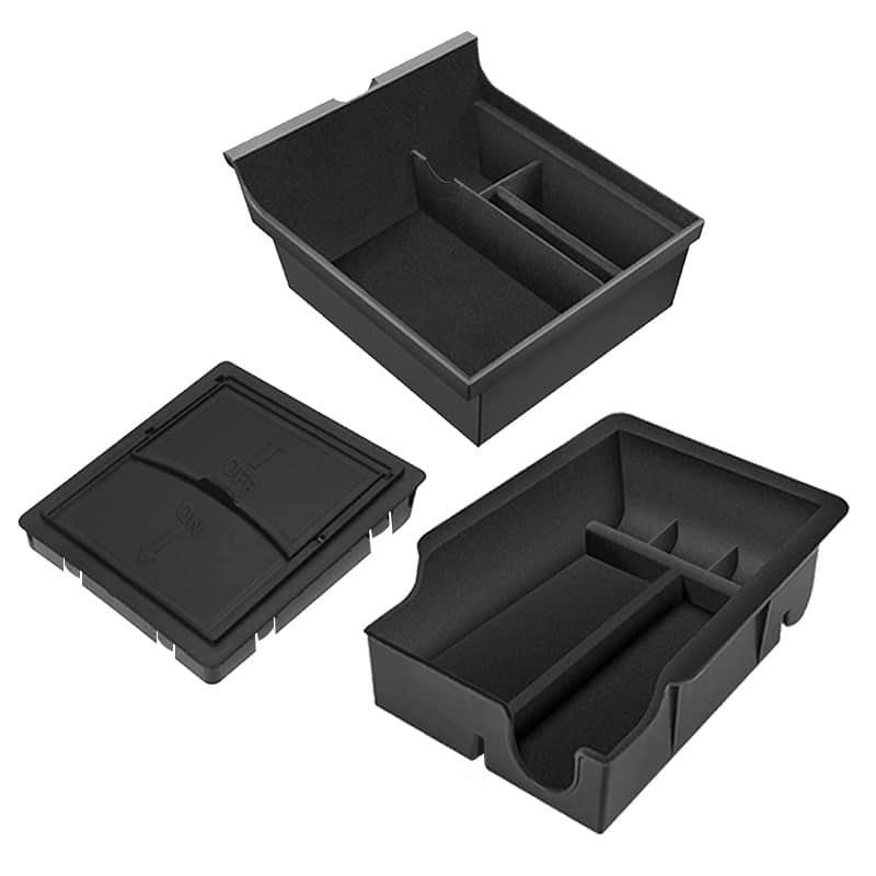 3pcs Center Console Organizer Tray Fit For Model 3/y 2021 2022 2023 Armrest Hidden Cubby Drawer Storage Box Interior Accessories (flocked) Automotive Shop Online at Dubai Trades 2