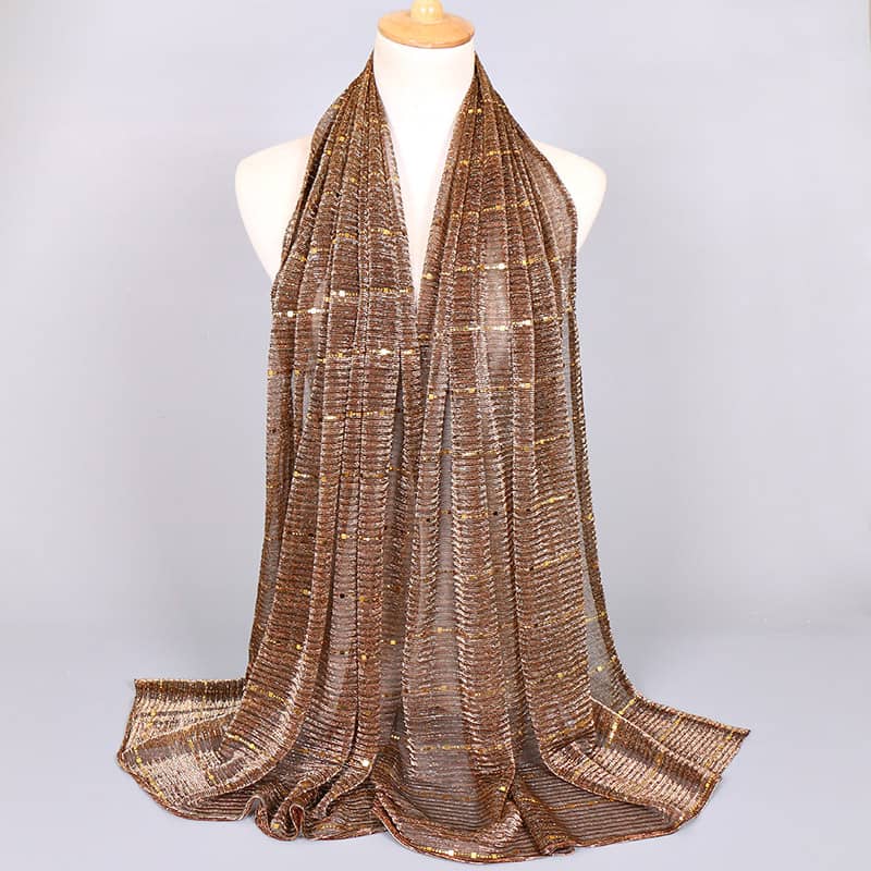 Women Solid Color Scarf Thin Breathable Shawl Lightweight Sparkling Metallic Wrap Accessories Shop Online at Dubai Trades 2