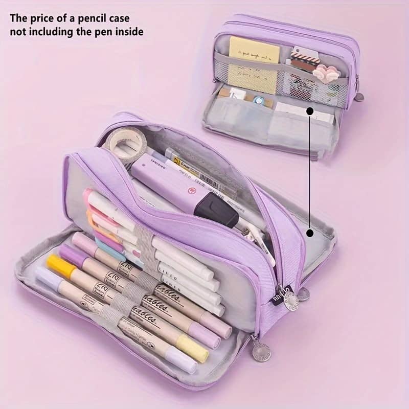 Three-layer Simple Large-capacity Pencil Case Stationery Box Japanese Korean Version Of Junior High School Students High School Students Multi-functional Pencil Bag Desk Accessories & Workspace Organizers Shop Online at Dubai Trades 2