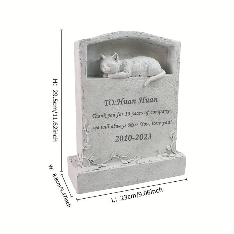 Upright Pet Headstone For Cat, Personalized Cat Memorial Stone Resin Cat Statue Figurine Cat Garden Stone Pet For Cat Outdoors Cats Shop Online at Dubai Trades 2