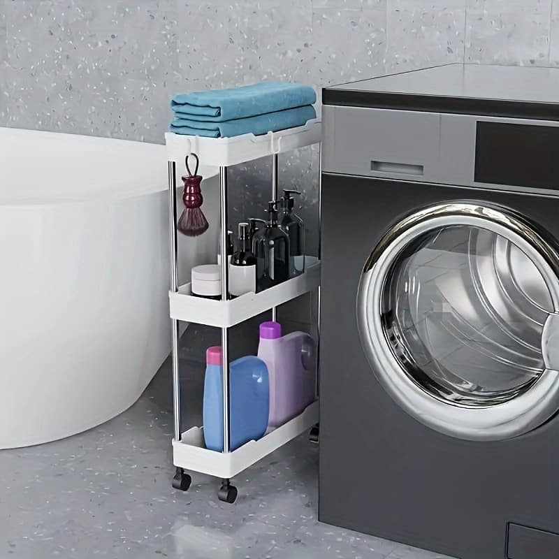 Versatile 3/4-tier Rolling Storage Cart For Bathrooms – Durable Abs Plastic, Spacious Organizer With Wheels, Utility Hooks Bathroom Storage & Organization Shop Online at Dubai Trades 2