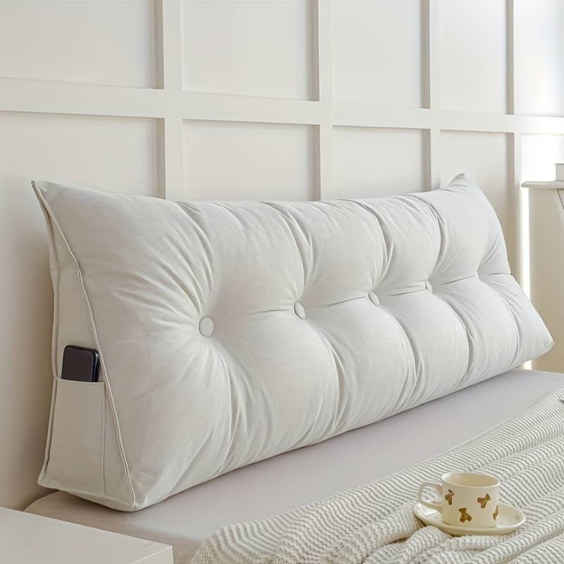 Versatile Triangular Wedge Pillow With Pockets – Breathable Linen, Comfortable & Skin-friendly For Reading On Sofa Or Bed, Waist Support Bedding Shop Online at Dubai Trades 2