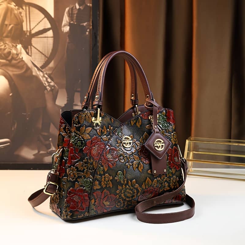 Vintage Bag For Women, Adjustable Strap, Zipper Closure, Polyester Lined, Painted, Classic Luxury Handbag Clothing, Shoes & Jewelry Shop Online at Dubai Trades 2