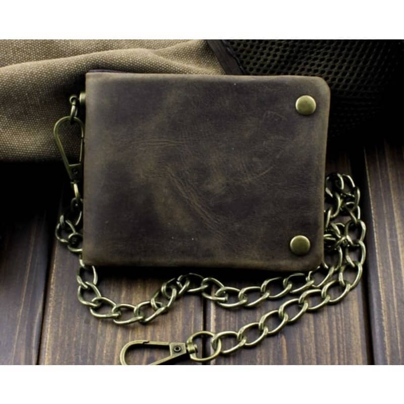 Vintage Genuine Leather Short Wallet, Money Clip Card Holder With Chain, Bifold Horizontal Wallet Coin Purse, Gift For Men Accessories Shop Online at Dubai Trades 2