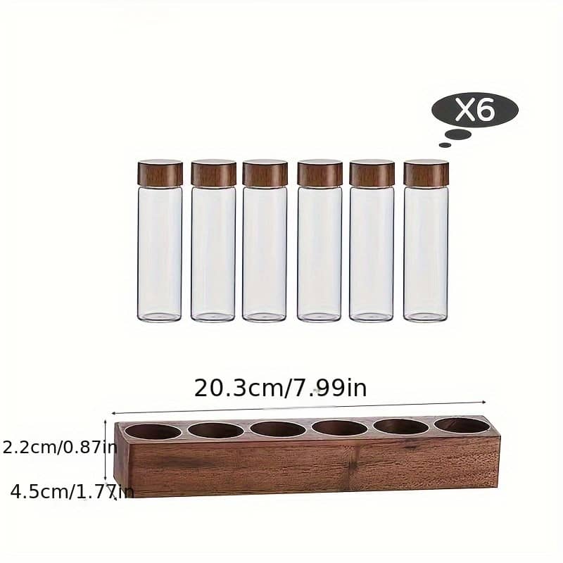 Walnut Base Packaging Display Rack, Glass Test Tube Display Bottle, Coffee Shop Food Jars & Canisters Shop Online at Dubai Trades 2