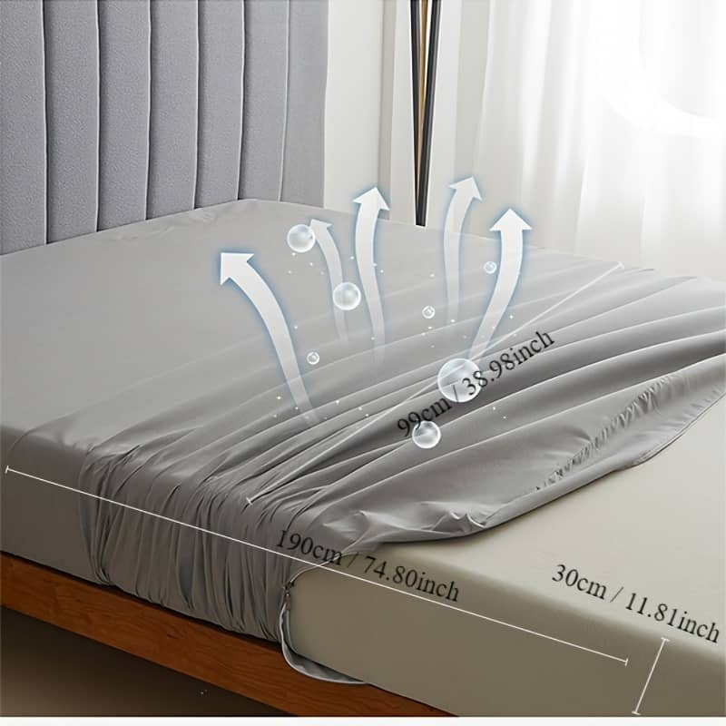 Waterproof Gray Zippered Mattress Protector – Soft Brushed Fabric, Six-sided Protection, 30″ Deep, Solid Bed Cover For & Durability, Mattress Protector Waterproof Bedding Shop Online at Dubai Trades 2