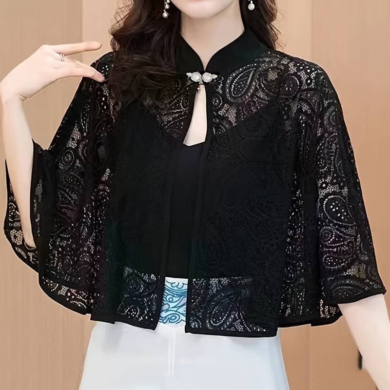Women’s Casual Lace Shoulder Cape, Vintage Style Poncho Shawl, Spring/summer Lightweight Sun Protective Outerwear Cover-up Accessories Shop Online at Dubai Trades 2
