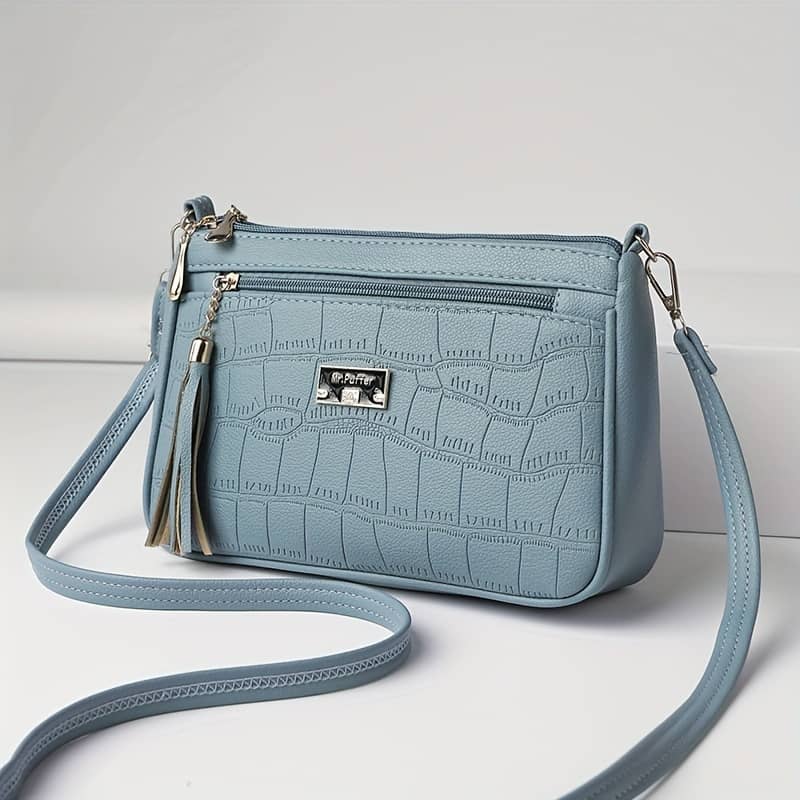 Women’s Fashion Crocodile Pattern Leather Shoulder Bag, Large Capacity Crossbody Bag With Adjustable Strap For Daily Commute Clothing, Shoes & Jewelry Shop Online at Dubai Trades 2