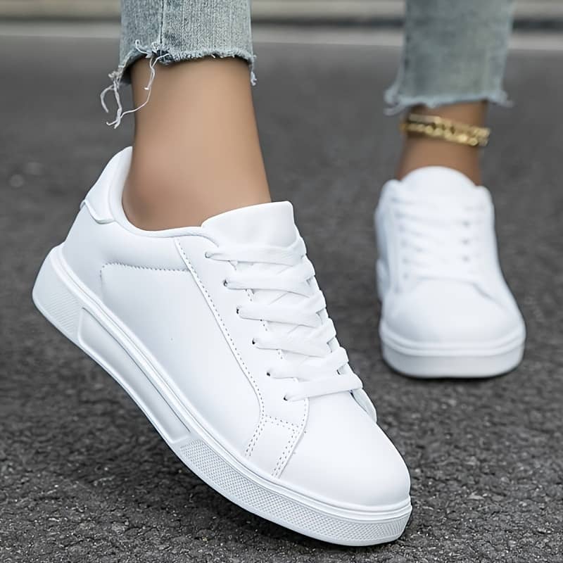 Women’s Fashion Sneakers – Versatile White Lace-up Shoes, Lightweight & Comfortable, Casual Footwear Clothing, Shoes & Jewelry Shop Online at Dubai Trades 2