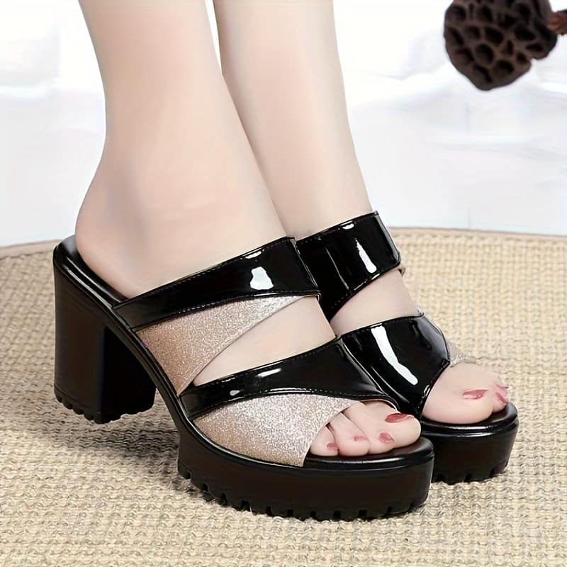 Women’s Mouth Slippers, Solid Color High Heel Sandals, Summer Slip-on Open Toe Platform Shoes With , Polyurethane Upper/insole/inner Material, Non-washable Clothing, Shoes & Jewelry Shop Online at Dubai Trades 2