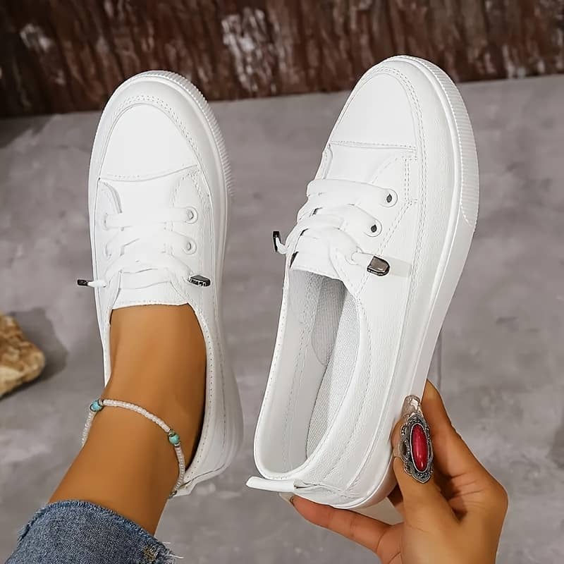 Women’s Solid Color Sneakers, Casual Lace Up Outdoor Shoes, Comfortable Low Top Shoes Clothing, Shoes & Jewelry Shop Online at Dubai Trades 2