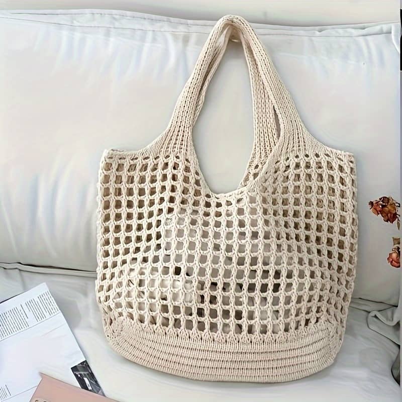 Y2k- Large Woven Tote Bag For Women – Lightweight, Breathable Hollow Out Shoulder Bag For Beach & Travel Clothing, Shoes & Jewelry Shop Online at Dubai Trades 2