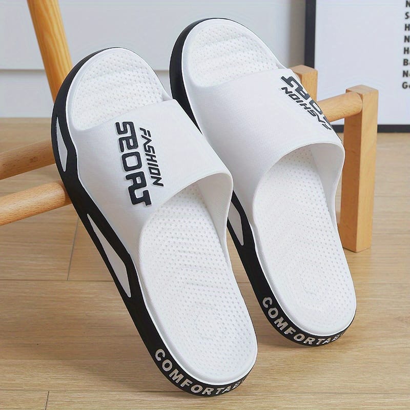 “fashion Sport” Slides – Comfortable, Non-slip Pvc Summer Slippers For Indoor & Outdoor Use, Beach & Streetwear, Black With White Accents, Cute Sandals Clothing, Shoes & Jewelry Shop Online at Dubai Trades 2