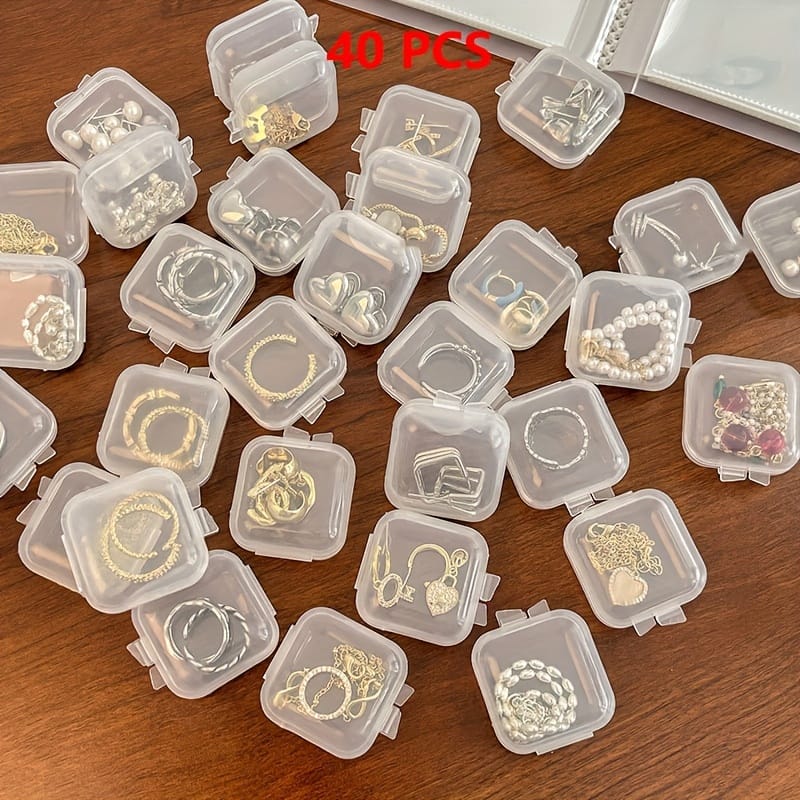 [popular ] 40pcs Mini Transparent Jewelry Storage Boxes With Lids, Square Plastic Organizer For Beads, Crafts, Earrings, Pills – Home Organization Accessories For Bedroom Arts, Crafts & Sewing Shop Online at Dubai Trades 2