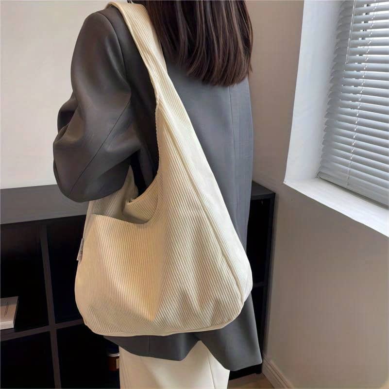 Large Beige Corduroy Tote Bag – Chic , Spacious Shoulder Carry, Snap Closure, Ideal For Use Clothing, Shoes & Jewelry Shop Online at Dubai Trades 2