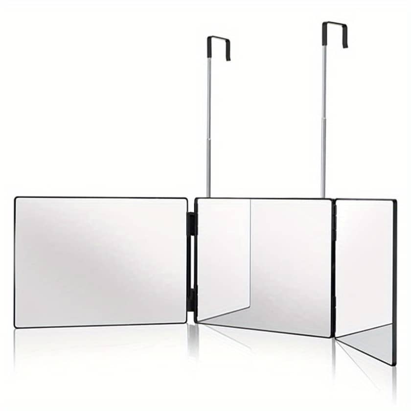 360° Rotating 3-way Trifold Mirror – Height Adjustable With Hooks For Effortless Self-hair Cutting & Makeup Application Beauty & Personal Care Shop Online at Dubai Trades 2