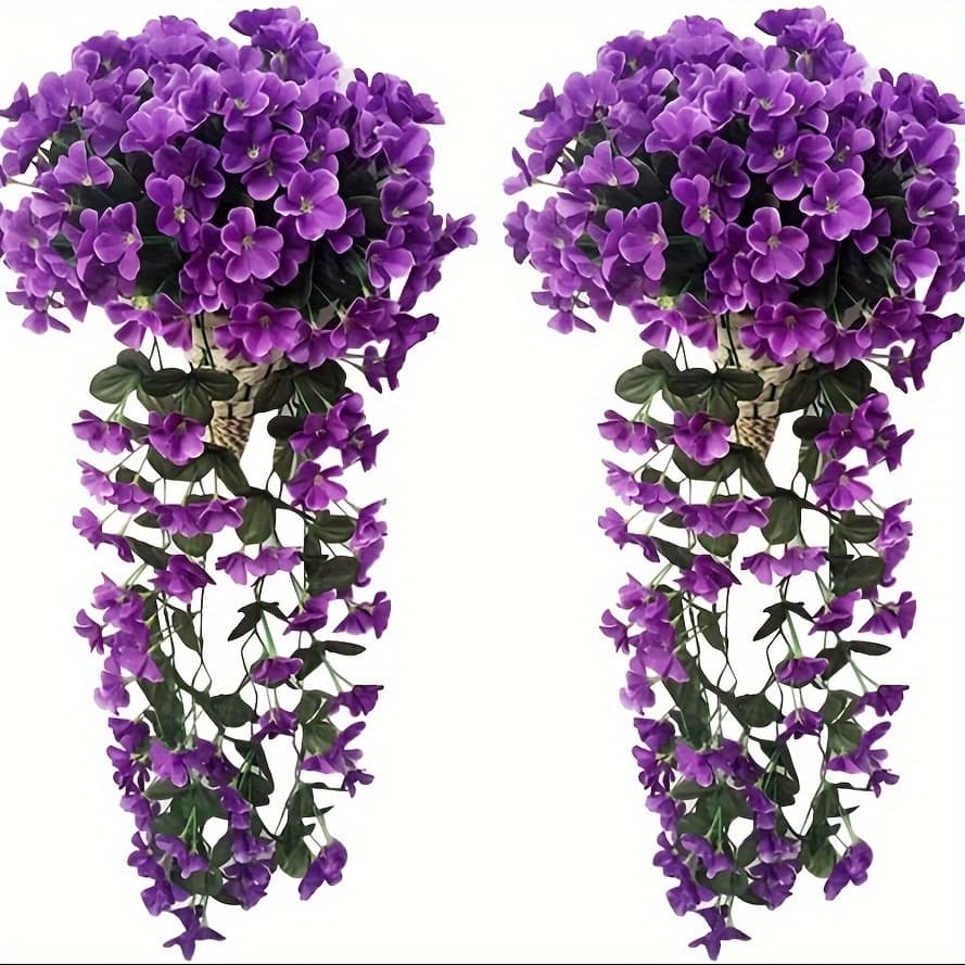 Zaphyron 2pcs Violet Ivy Artificial Flowers – Hanging Plants For Outdoor, Patio, Garden, Porch & Wedding Decor Artificial Flowers Shop Online at Dubai Trades 2
