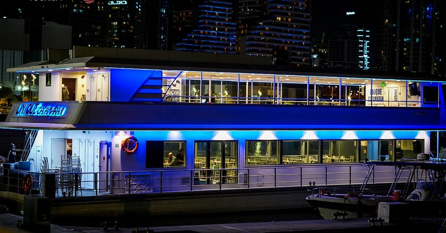 Unforgettable Dinner Experience: 5 Star Catamaran Marina Dinner Cruise Dubai package Shop Online at Dubai Trades 2