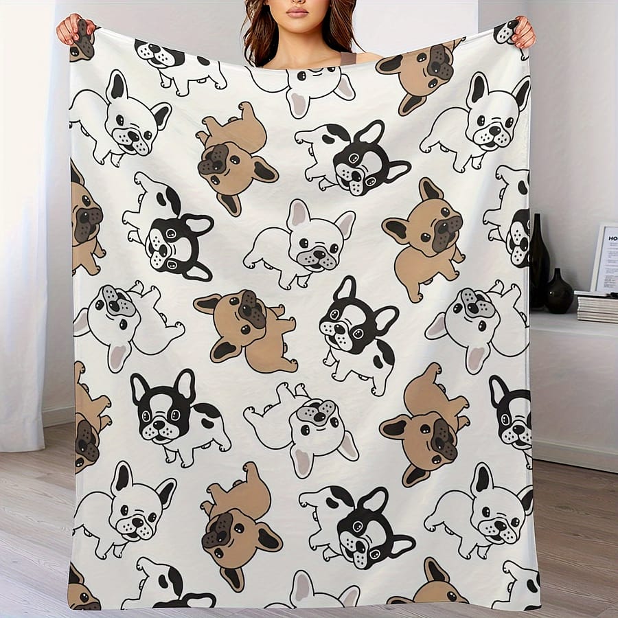1 Cute French Bulldog Flannel Blanket Bedding Shop Online at Dubai Trades 2
