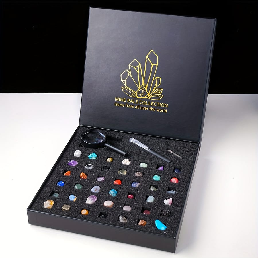 1 Set 43pcs Natural Crystal Crushed Stone Children Teaching Science Set Natural Stone Gift Box Christmas Birthday New Year Gifts Clothing, Shoes & Jewelry Shop Online at Dubai Trades 2