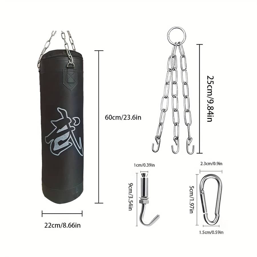 1 Set 60cm Hanging Boxing Sandbag, Martial Arts Combat Training Sandbag, Equipped With Hooks And Stainless Steel Chains – Boxing Shop Online at Dubai Trades 2