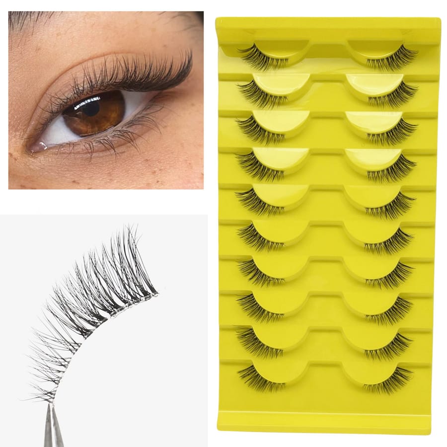 10 Pairs False Eyelashes 3-5-9mm Mixed Length Lashes D Curling Wispy Mink Lashes Fluffy Cat Eye Lashes Beauty & Personal Care Shop Online at Dubai Trades 2