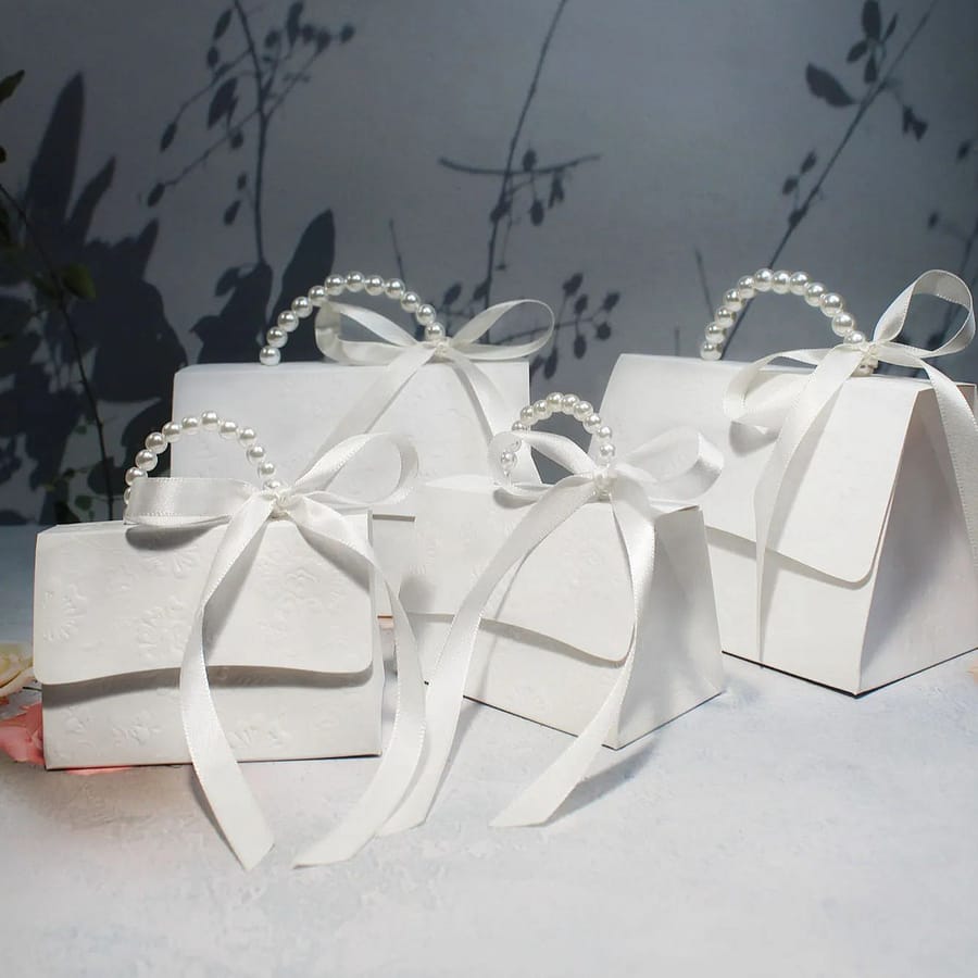 10 Pcs Elegant Embossed Gift Boxes In , With Satin Ribbons And Pearl Handles, Available In Multiple Sizes For All Box Packs Shop Online at Dubai Trades 2