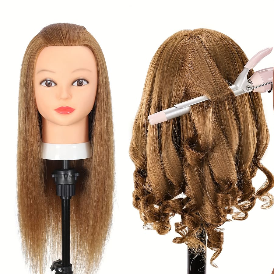 100% Real Hair Mannequin Head With Human Hair Hairdresser Cosmetology Mannequin Manikin Training Practice Styling Doll Head With Free Clamp Holder Beauty & Personal Care Shop Online at Dubai Trades 2