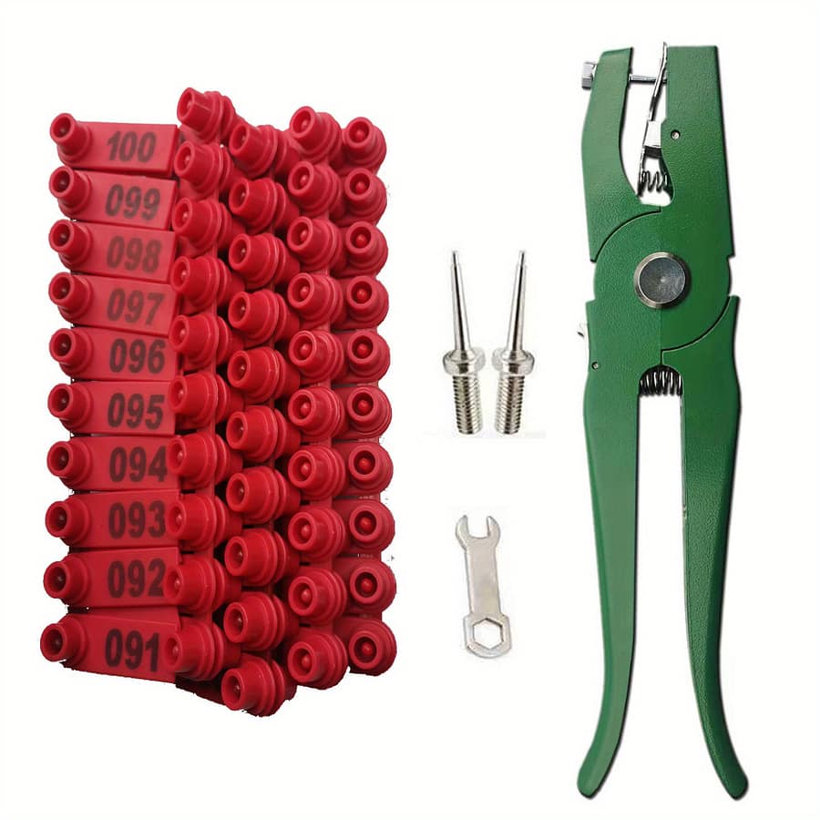 100pcs Premium Sheep Ear Tags Pliers Set – & Easy To Apply, Animal Ear Tag Applicator – Rustproof Aluminum Alloy, Red And Yellow, Cattle, Sheep & Poultry Farm & Ranch Shop Online at Dubai Trades 2