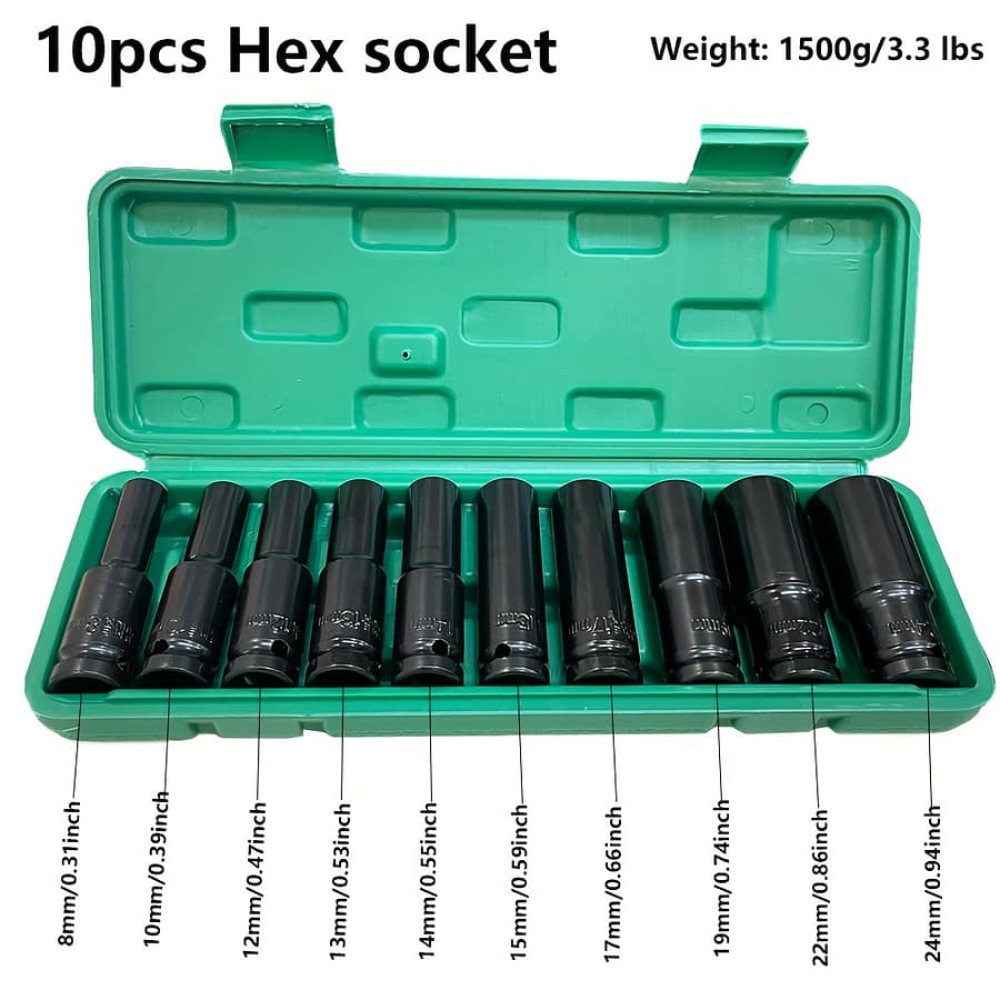 10pcs 1/2 Inch 8-24mm Power Socket Tool Impact Wrench Adapter Industrial Hand Tool Socket Set For Industrial Auto Repair Business, Industry & Science Shop Online at Dubai Trades 2
