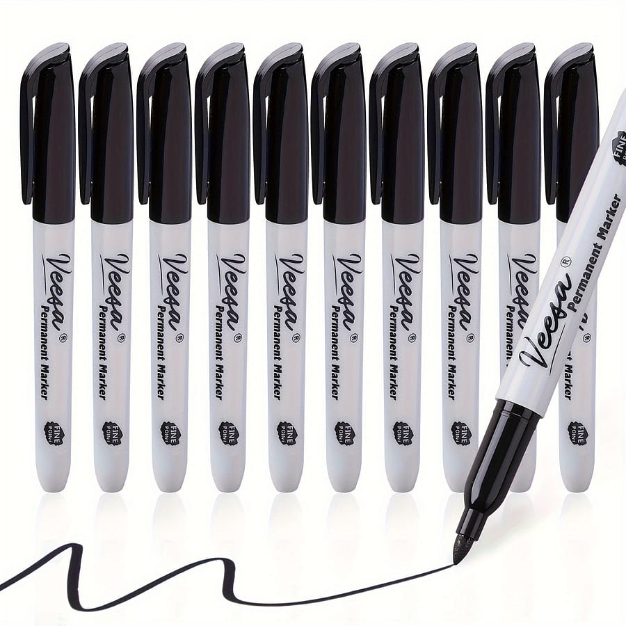 10pcs Black Permanent Markers Fine Tip, Waterproof, Proof, Quick Drying For Office School Supplies Markers & Highlighters Shop Online at Dubai Trades 2