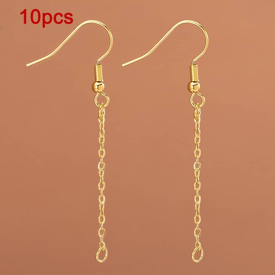 10pcs Stainless Steel Earring Hooks Drop Earring Wires With Connector Ring Ear Hooks Wire Accessories For Making Supplies Arts, Crafts & Sewing Shop Online at Dubai Trades 2