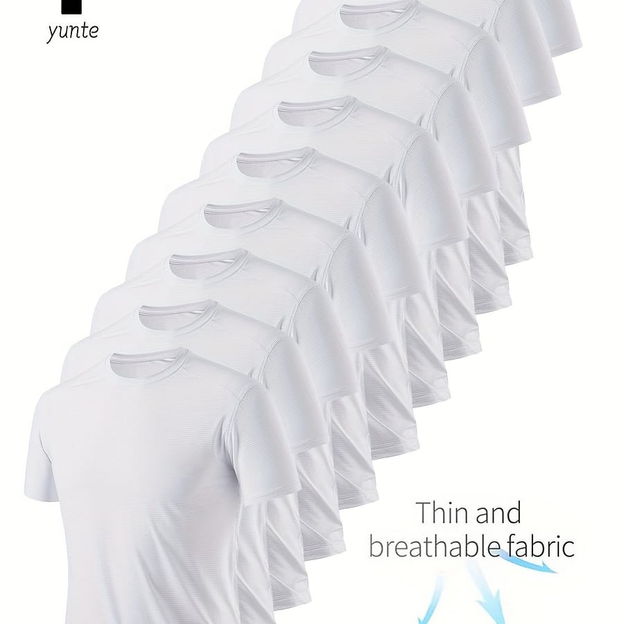 10pcs Yunté Men’s Quick-dry T-shirts – Breathable, Sweat-wicking Fabric For Gym, Running & Fitness | Comfortable Short Sleeve Crew Neck Tops For Sports Training Active Shirts & Tees Shop Online at Dubai Trades 2