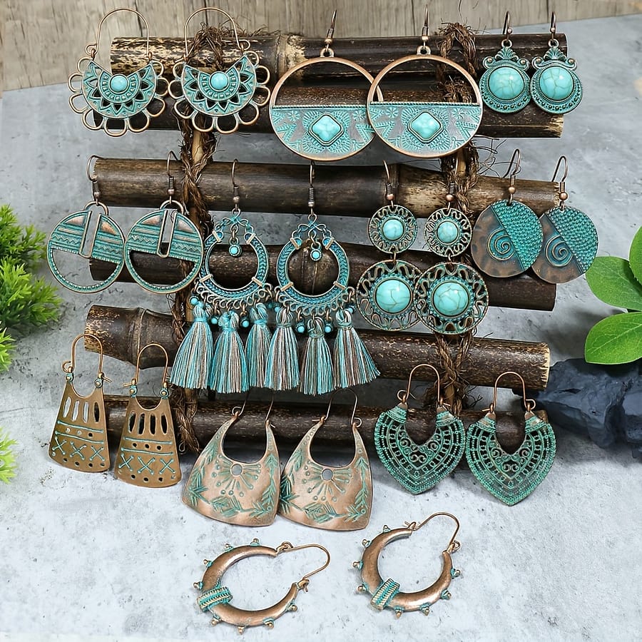 11 Pairs/ Set Vintage Dangle Earrings Retro Zinc Alloy Jewelry Daily Casual Accessories Clothing, Shoes & Jewelry Shop Online at Dubai Trades 2
