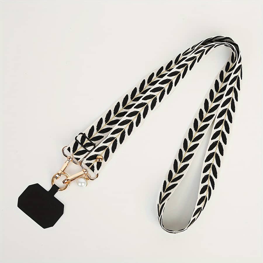 114cm/44.88in Mobile Phone Strap Lanyard Long Crossbody Shoulder Chain Pearl Pendant Hanging Adjustable Hanging Neck Wide Cloth Strap Shell Accessories Shop Online at Dubai Trades 2