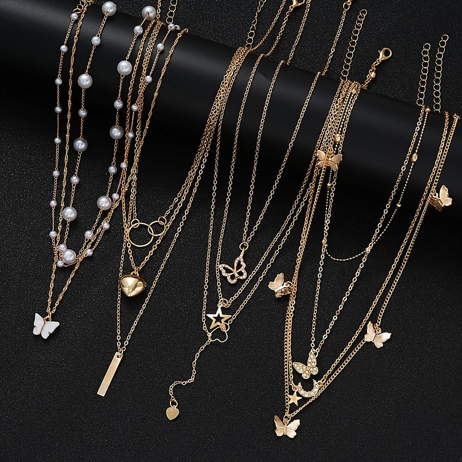 11pcs/set Pearl And Rhinestone Star Heart Necklace Set For Women, Fashion Stacking Jewelry, Simple And , Ideal For Daily, Dating, Holiday, Party – Included Gifts For Eid Clothing, Shoes & Jewelry Shop Online at Dubai Trades 2