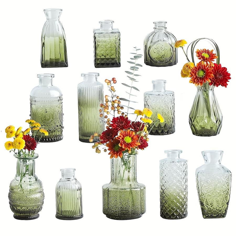 12pcs Gradient Vase Set – Mini Vintage Floral Vases For Home & Party Decor, Weddings, Dining Tables & Events Home & Kitchen Shop Online at Dubai Trades 2