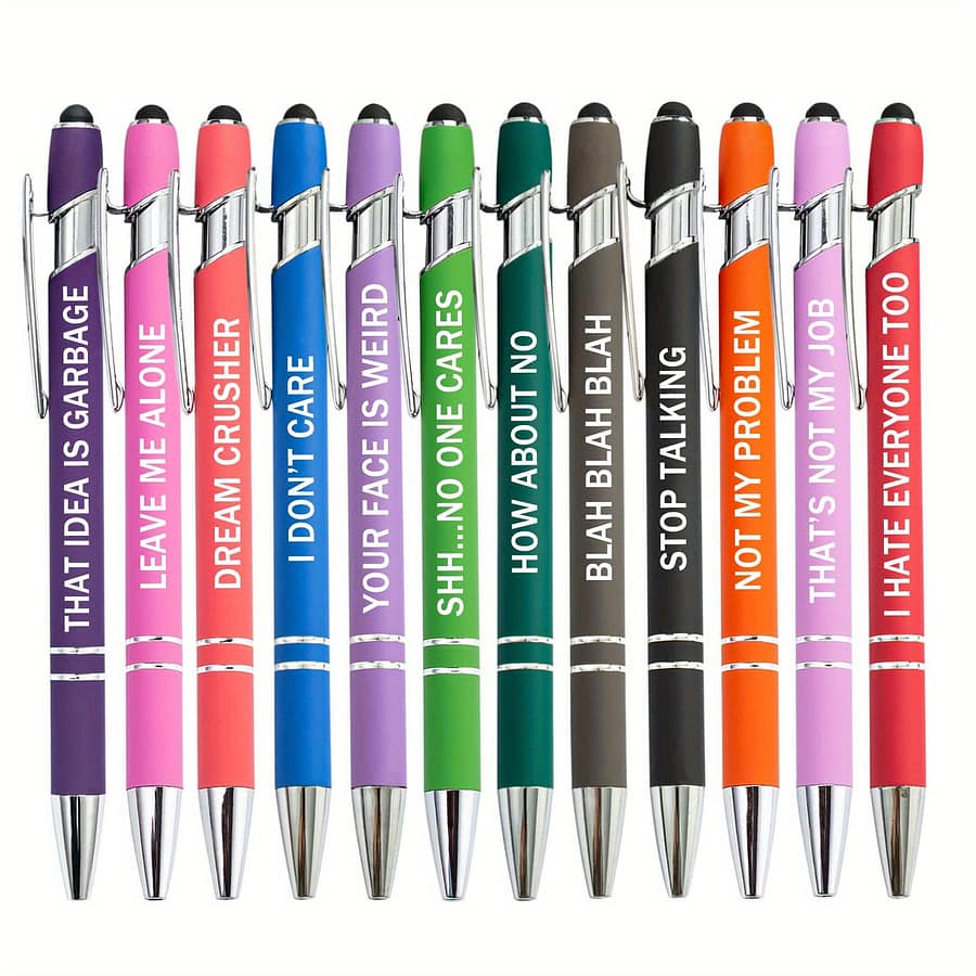 12pcs Inspirational Ballpoint Pens With Stylus Tip, Office Quotes Touch Stylus Pen Encouraging Scriptures, Ballpoint Pens Shop Online at Dubai Trades 2